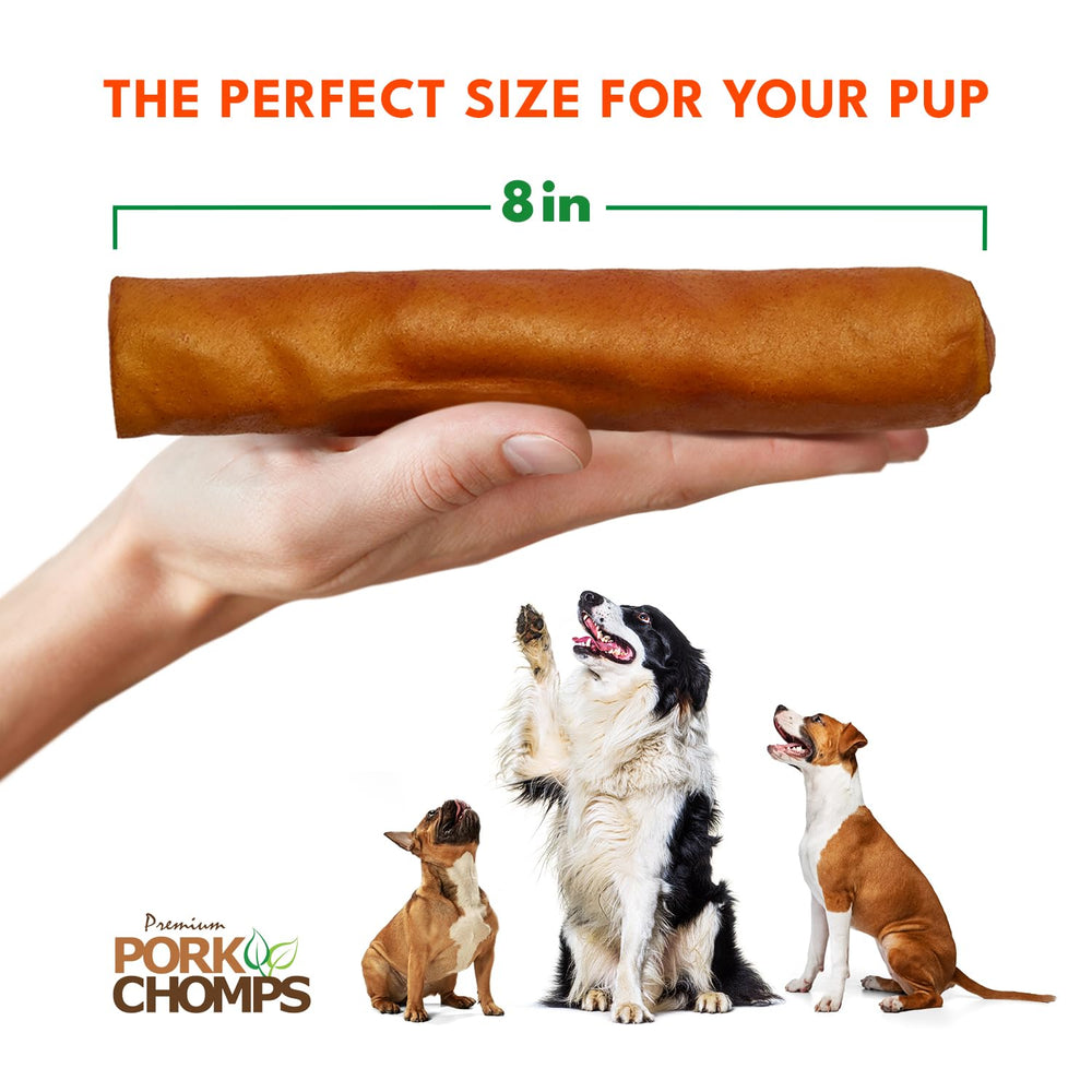 Pork Chomps Libre de cuero crudo para perros.