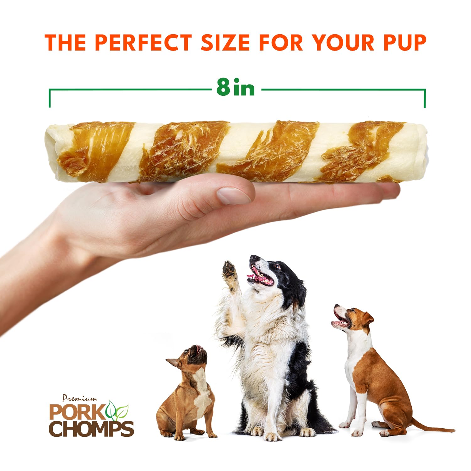 Pork Chomps tamaño-dos-unidades: ideal para entrenamiento y premios.