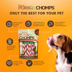 Textura firme de Pork Chomps fomenta masticación prolongada