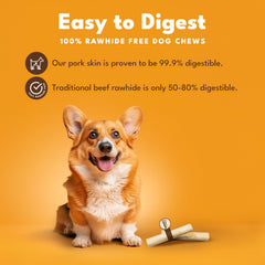 Textura firme de Pork Chomps Roll para mantener ocupado al perro.