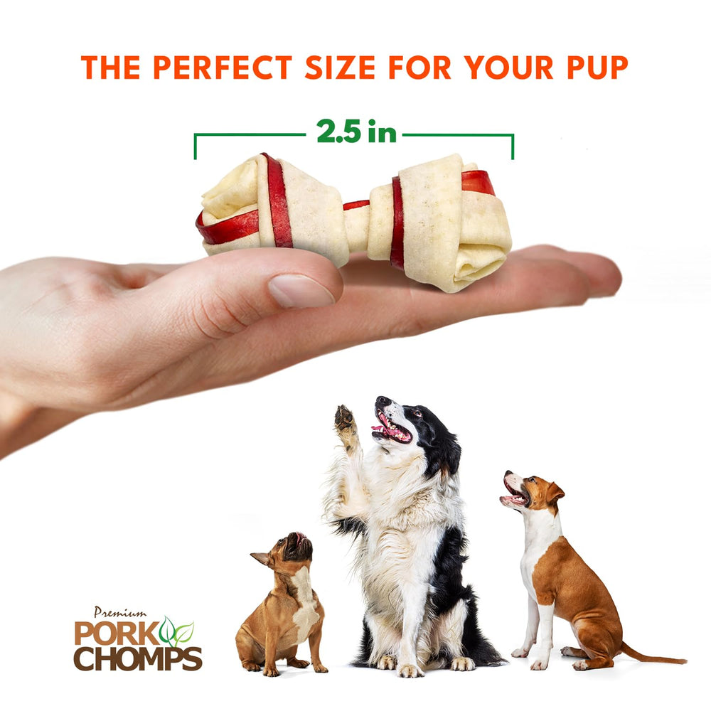 Pork Chomps textura densa de piel de cerdo, sabor tocino para perros