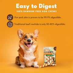 Pork Chomps: textura firme para masticación prolongada y calma en perros
