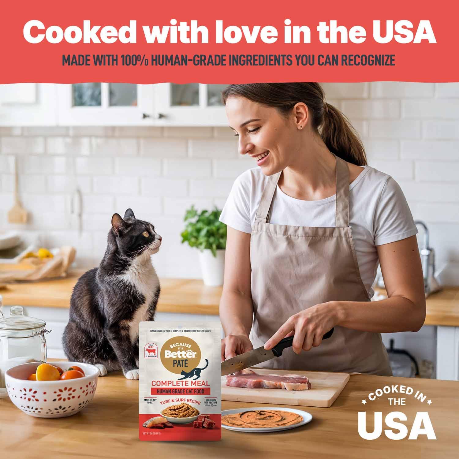 Paté Turf y Surf de Porque Es Mejor: alimento completo para gatos, textura suave