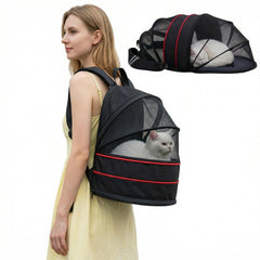 Portador mochila para perros, frente, ventilación amplia para comodidad.