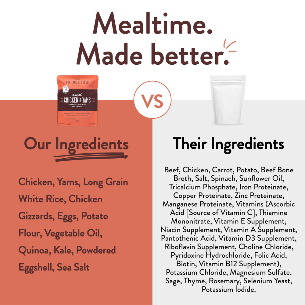 Portland Pet Food Company etiqueta sin ingredientes ocultos en el sobre