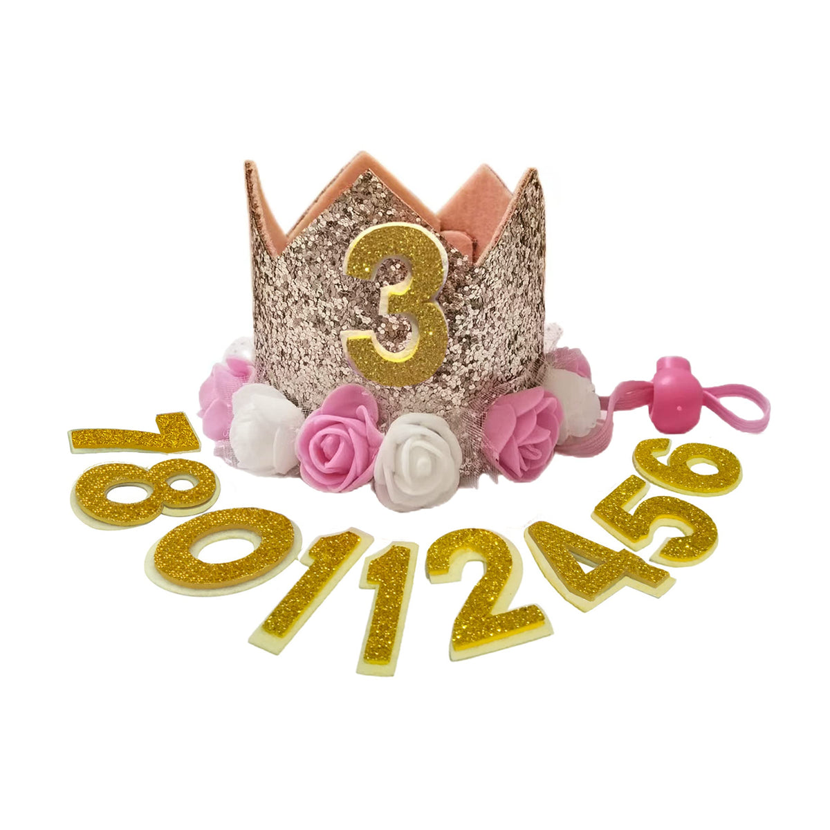 POSAPET corona de cumpleaños para perros en oro, perfecta para fotos memorables.