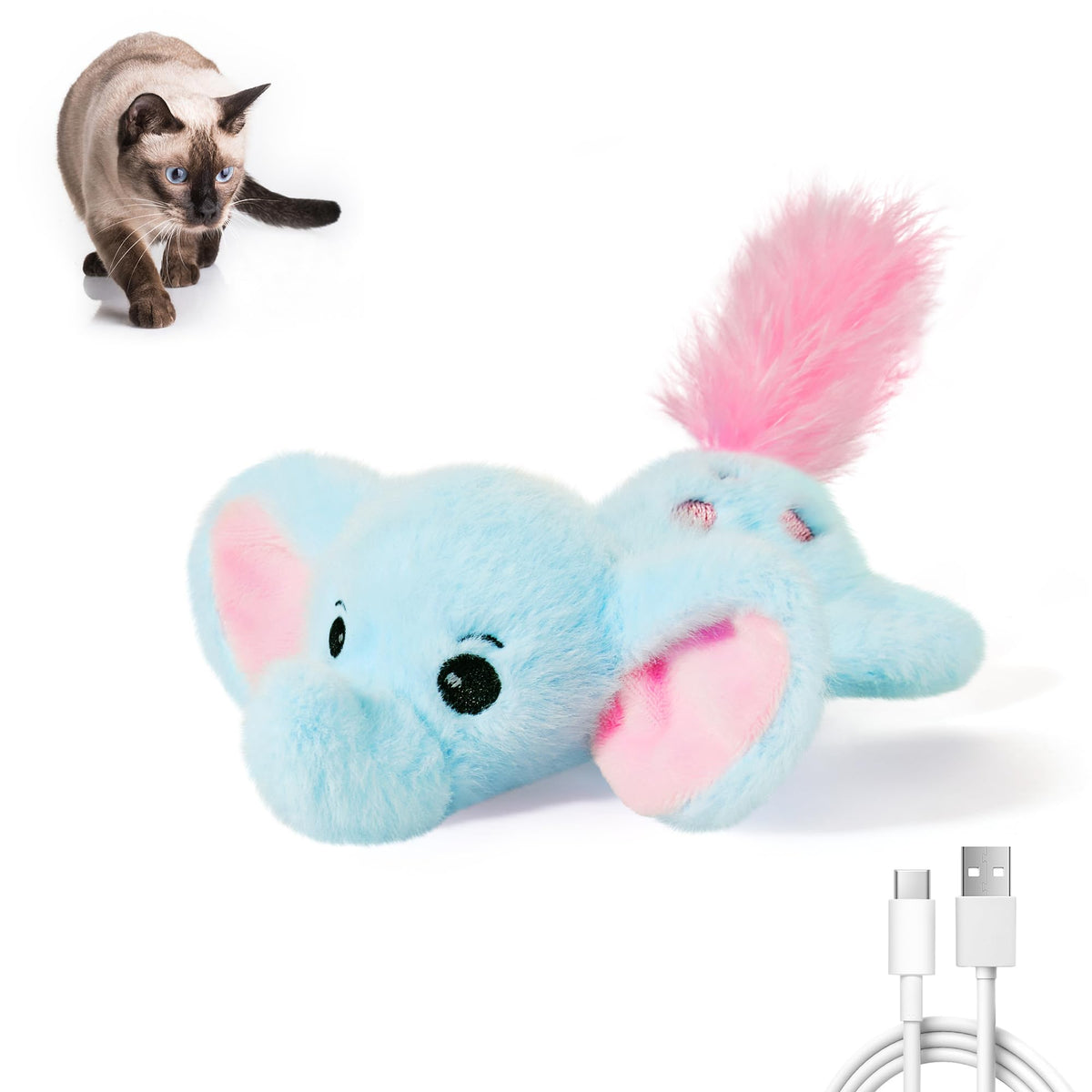 Potaroma elefante aleteante: movimiento realista para gatos curiosos