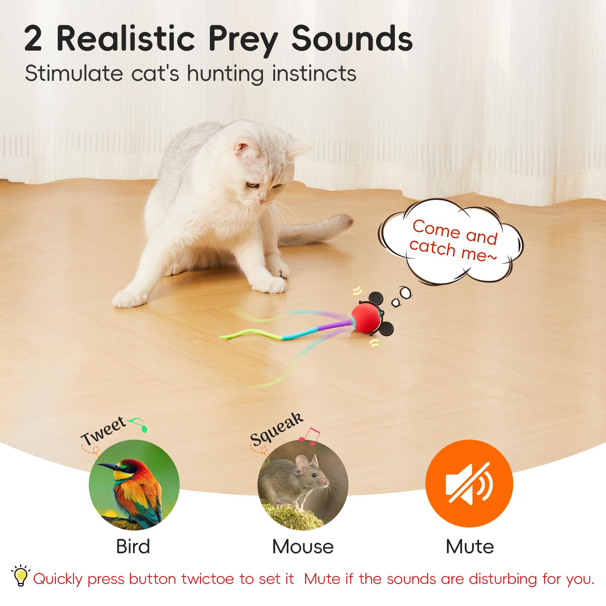 Potaroma juguete interactivo para interiores, ideal para ejercicio y exploración felina.