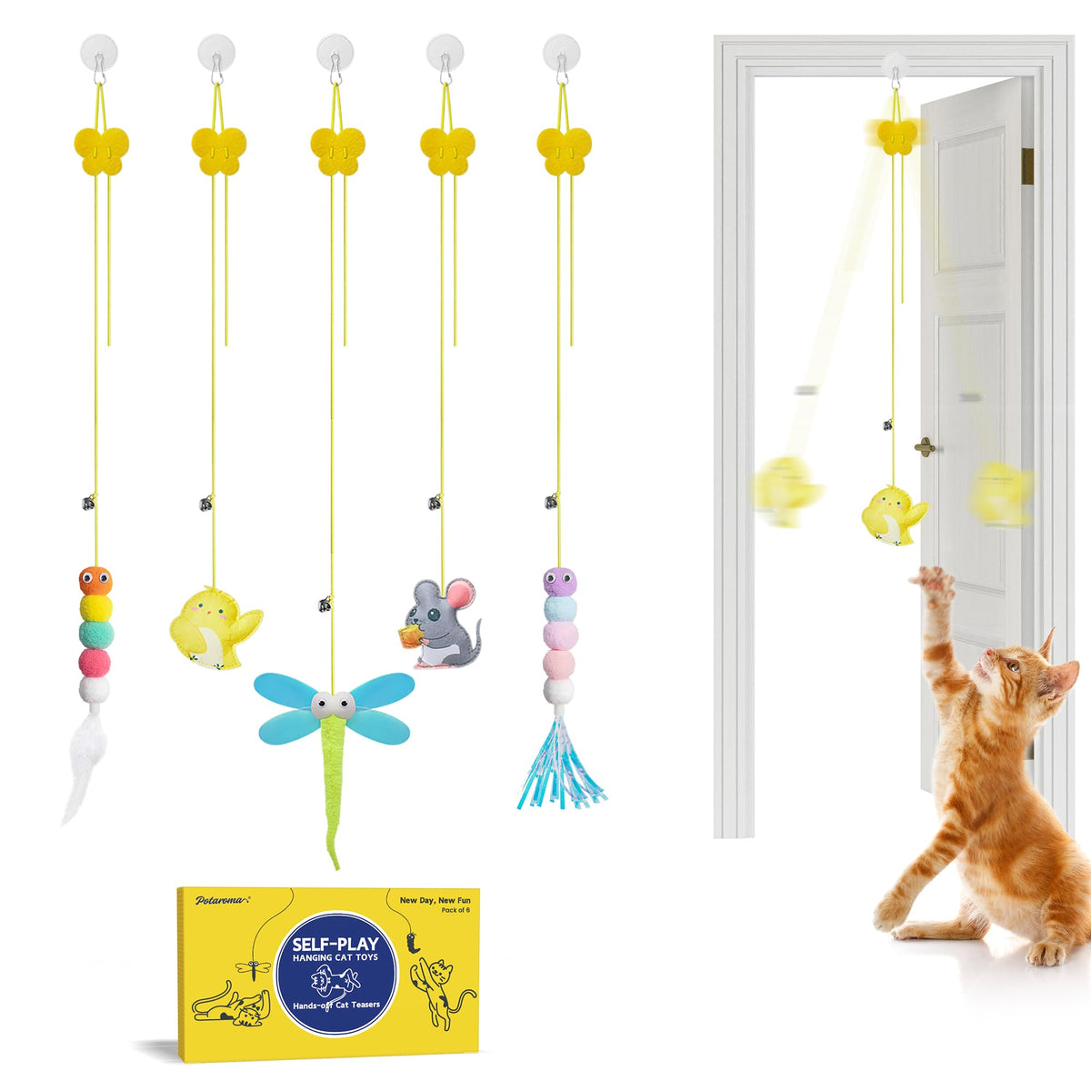 Potaroma juguete gato pluma interactiva para juego autónomo.