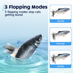 Pez realista en movimiento Potaroma para gatos activos