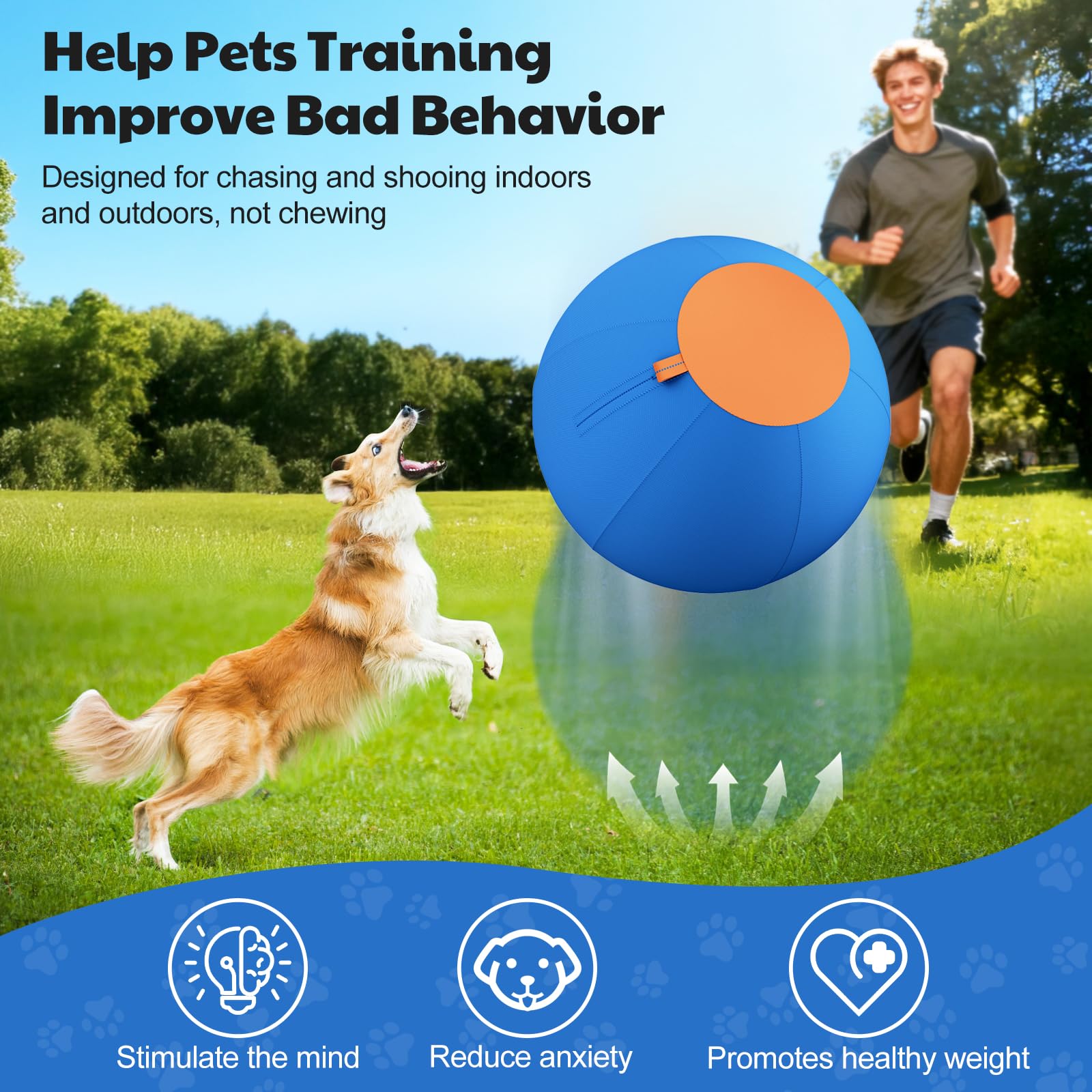 povee Happypaw, pelota de pastoreo resistente a mordidas para perros activos.
