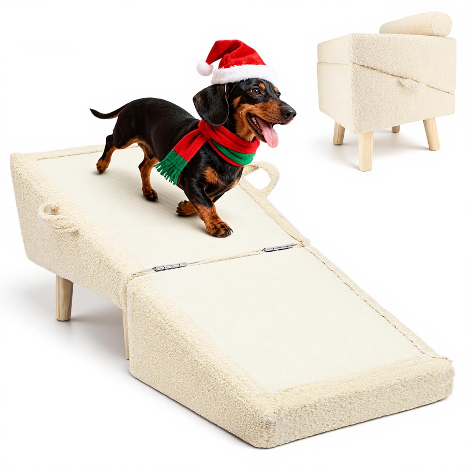 Powerful Xishan escalera para perros pequeños sobre el sofá, subida suave y estable.