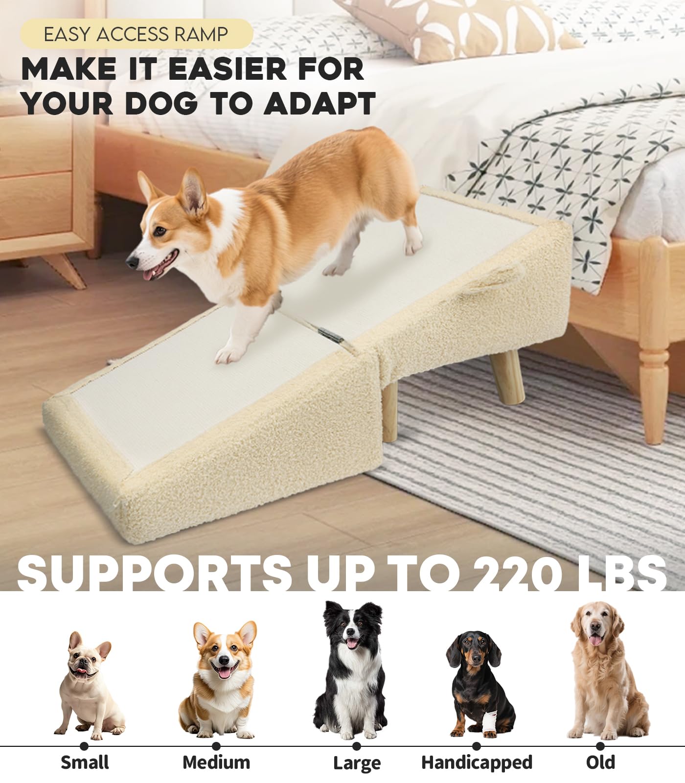 Powerful Xishan escalón para perros con ottoman plegable, asiento cómodo.