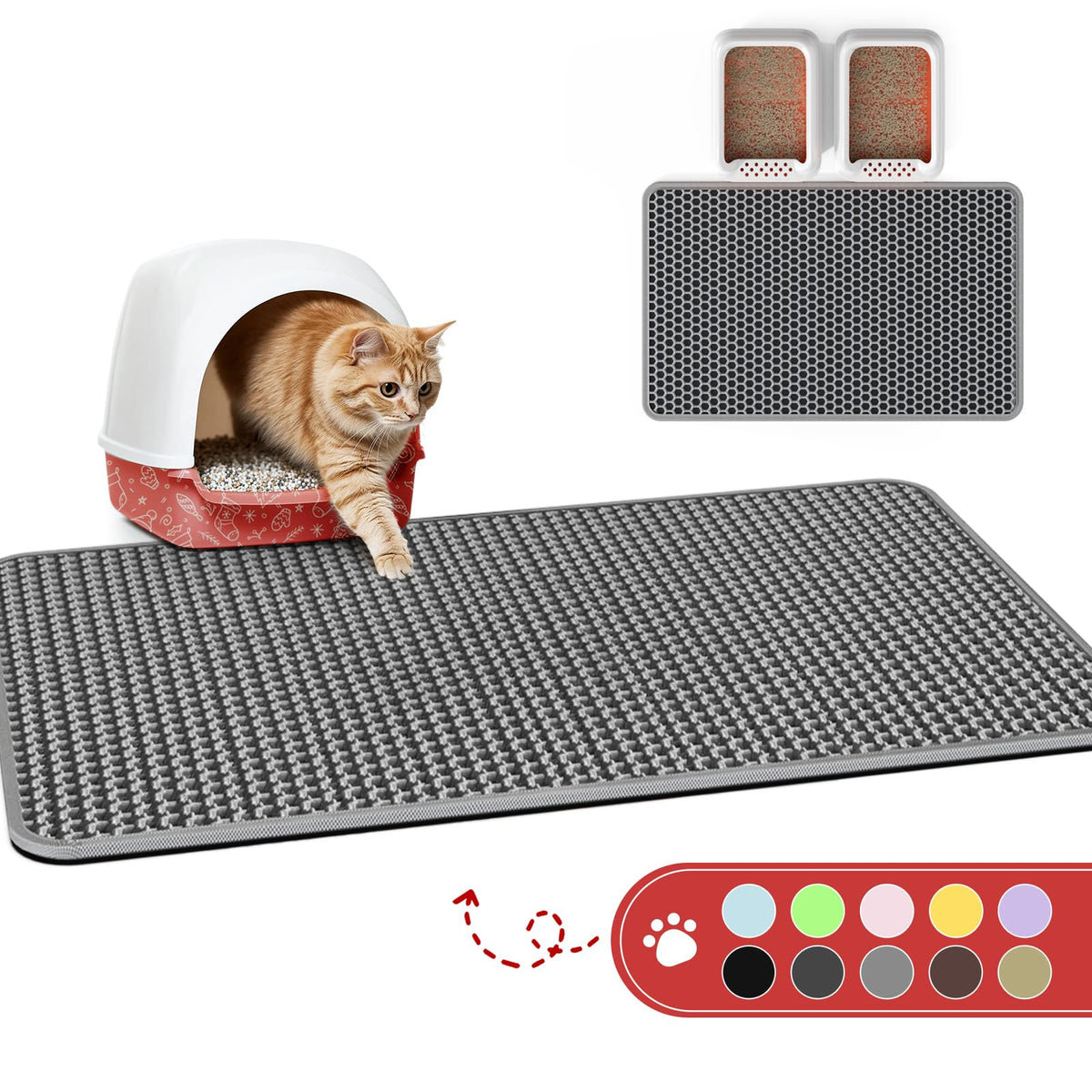 Powools almohadilla para arena de gatos con capa doble que atrapa arena y protege el suelo.