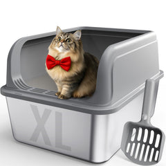 Powools caja-arena-gato-acero-inoxidable-xl: superficie duradera y fácil de limpiar