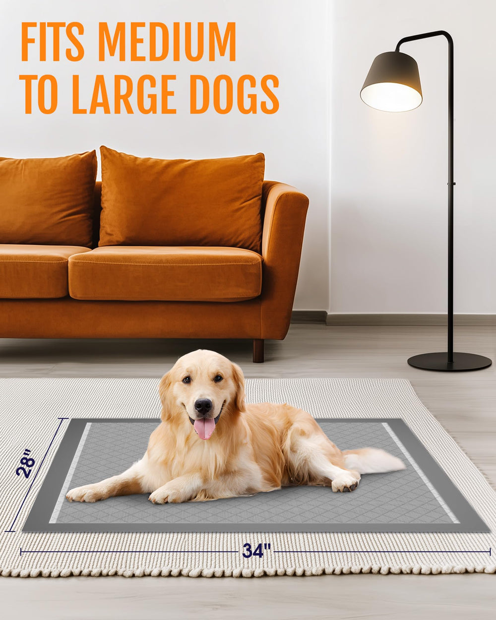 Powools Charcoal Puppy Pad, tamaño 34x28 para perros medianos y grandes.