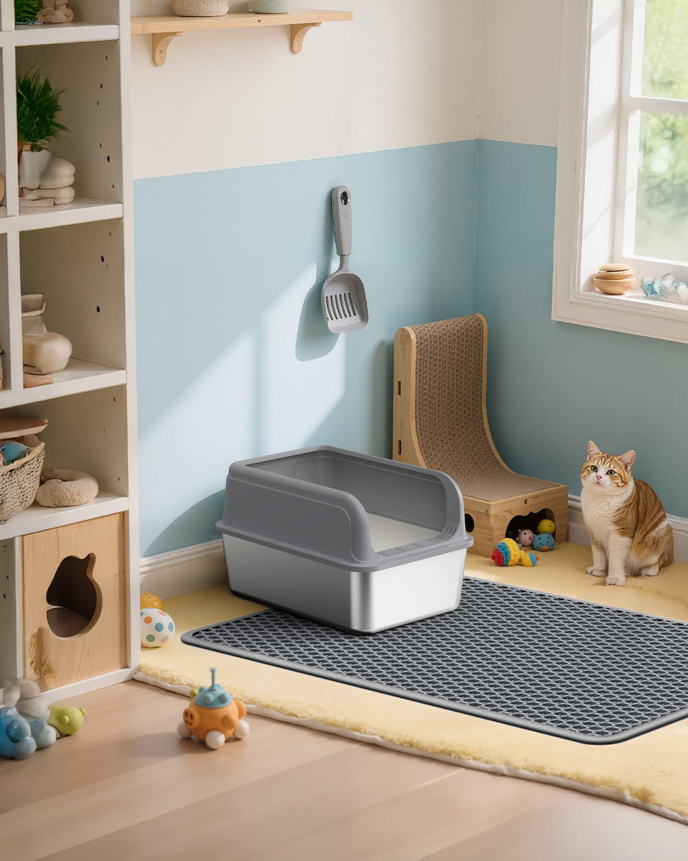 Powools tapete arenero gatos uso múltiple: ideal bajo comederos y cuencos