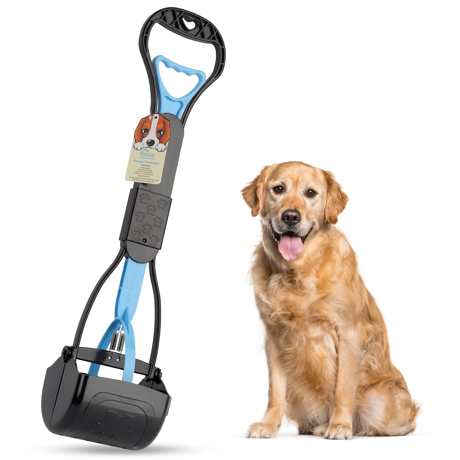PPOGOO recolector-excrementos para perros con mango largo facilita la limpieza.