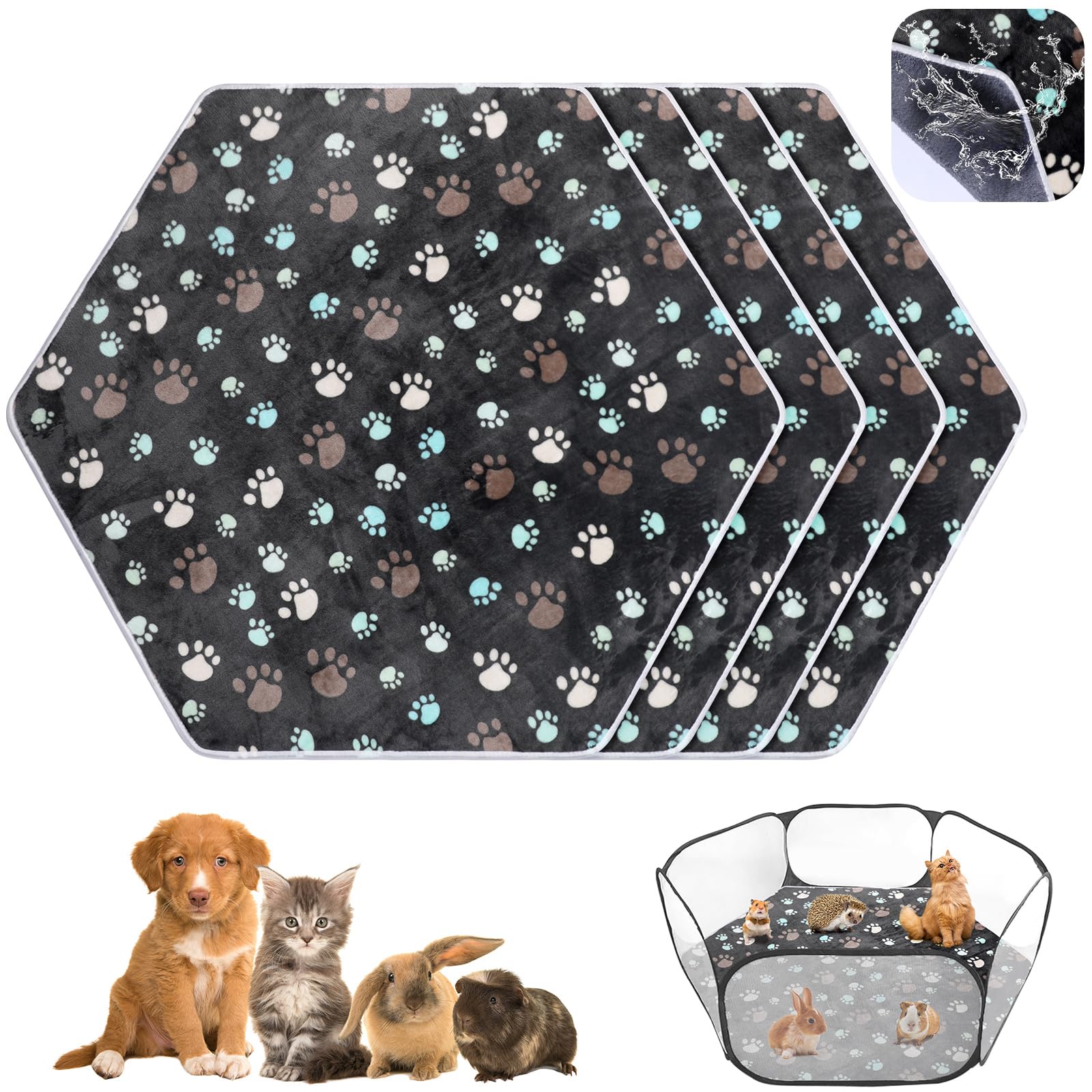 Preboun pad-jaula hexagonal con patitas, protege el suelo y crea un área de juego limpia.