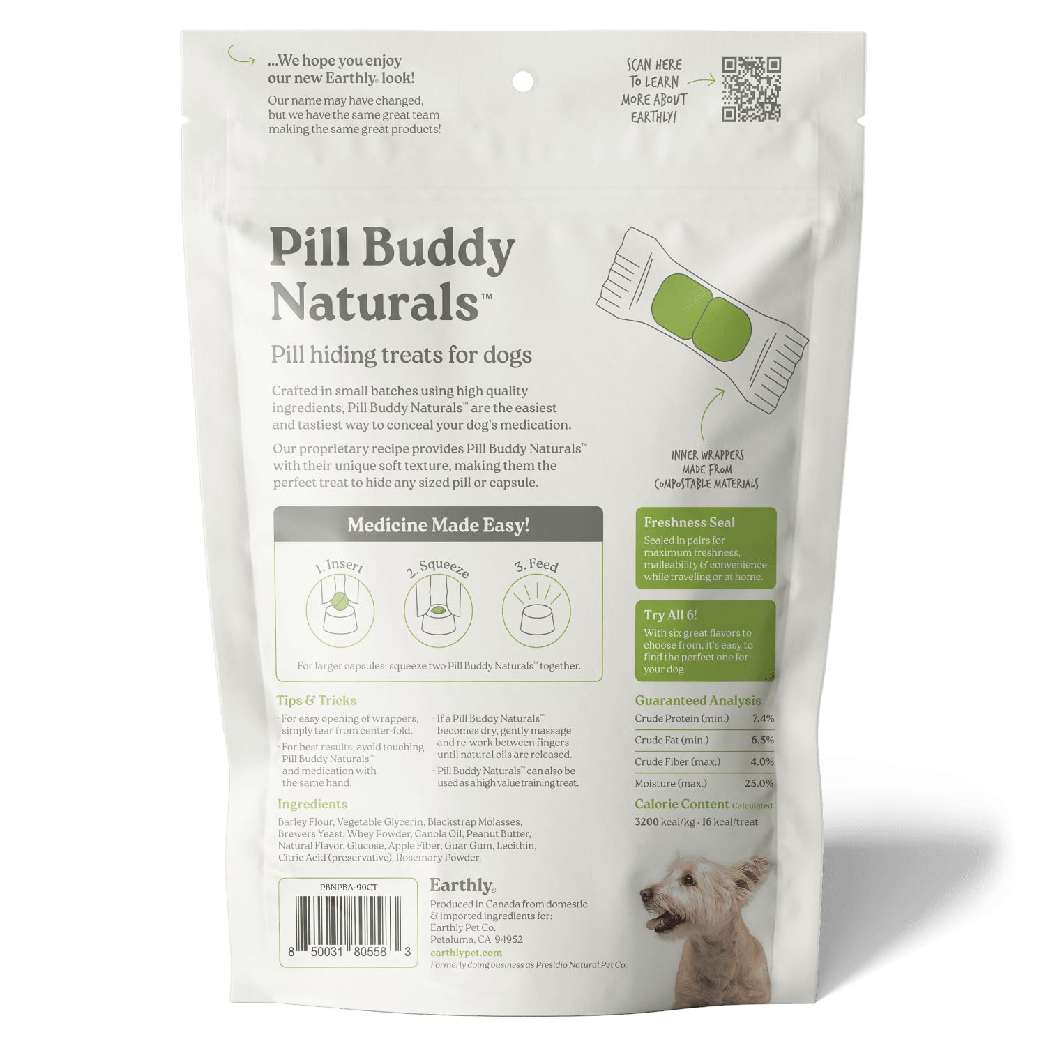 Presidio Pill Buddy Naturals, 90 porciones para uso diario y entrenamiento.
