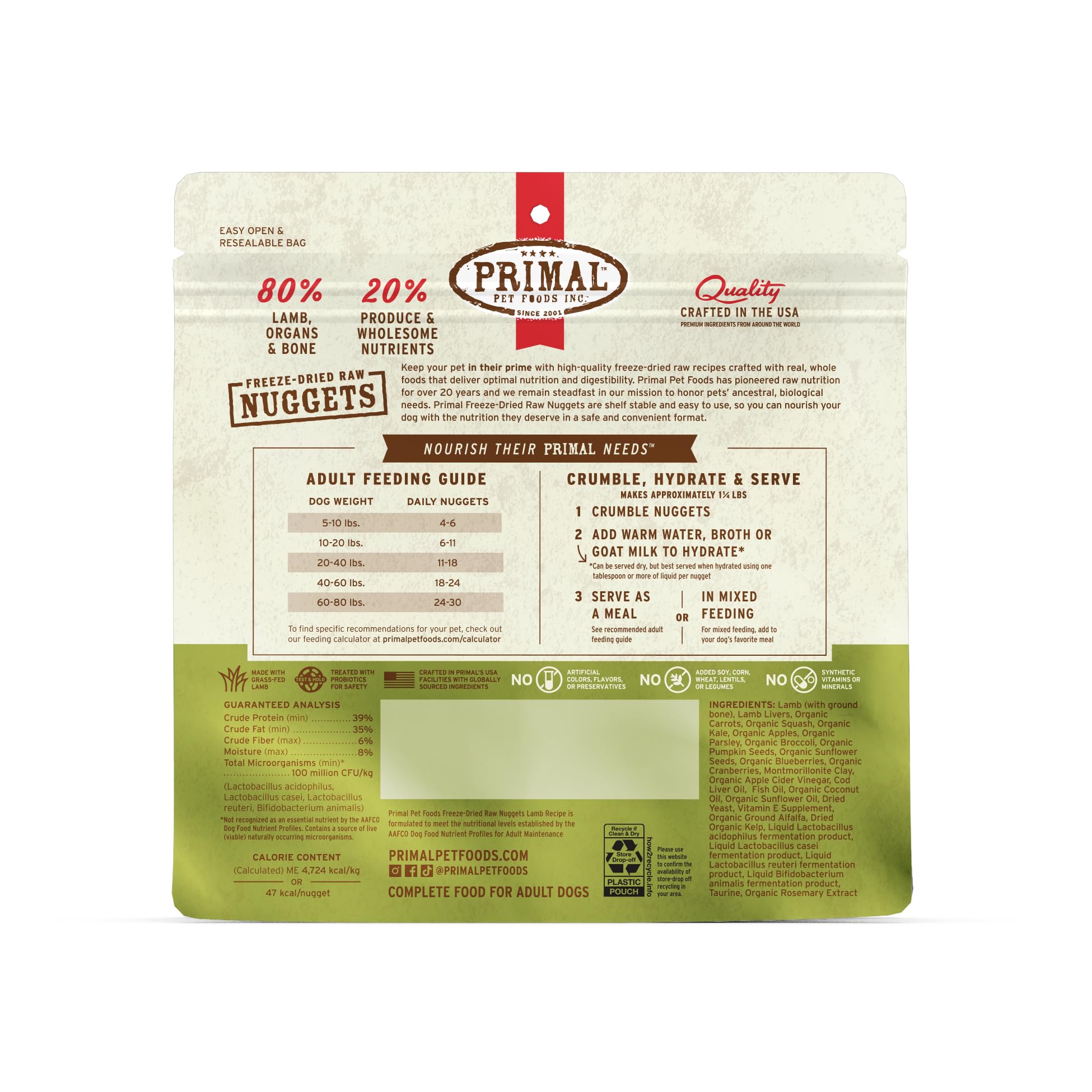 Primal croquetas de cordero: ingredientes reales y sin aditivos