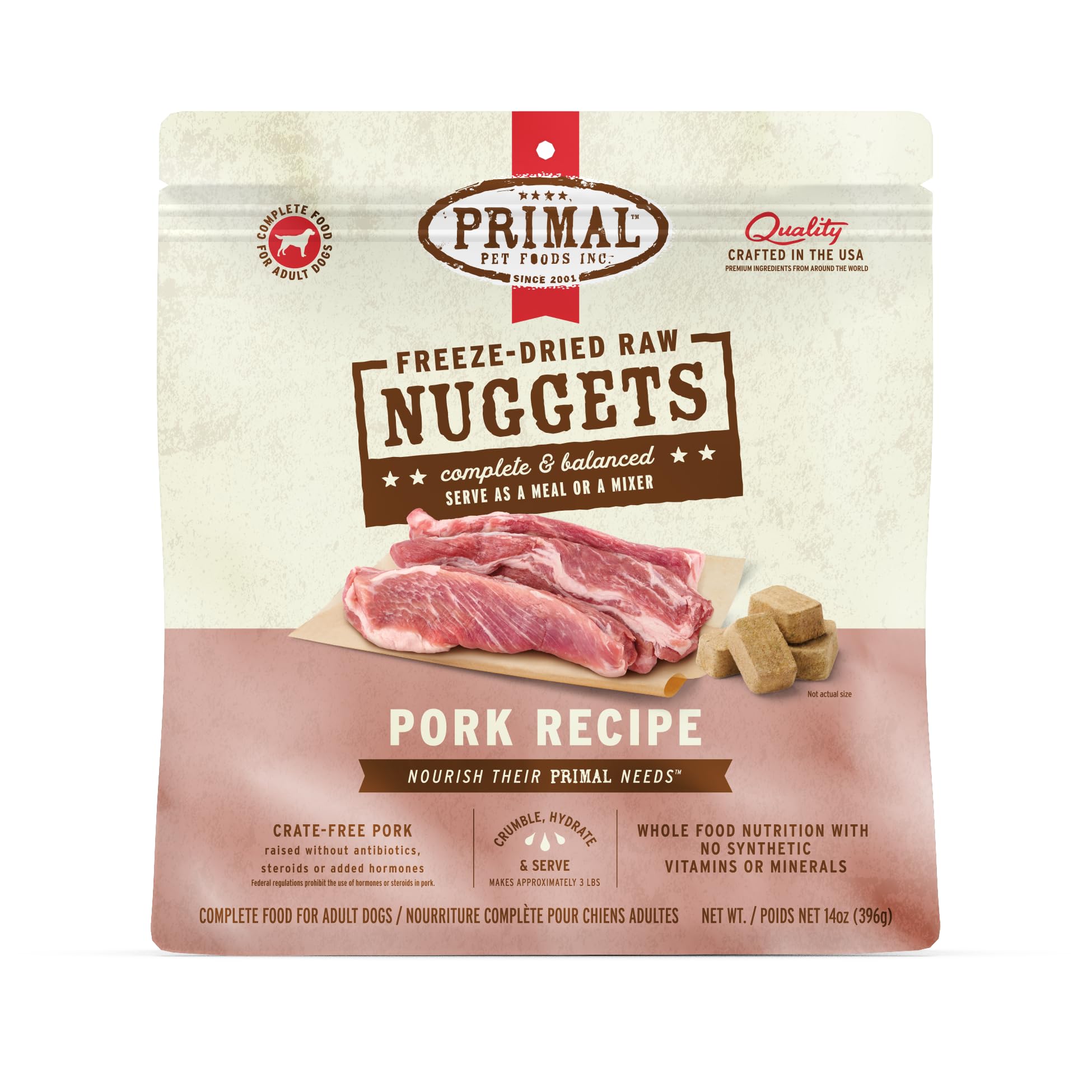 Bocados Primal de cerdo en empaque, opción práctica para almacenamiento.