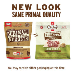 Topper para perros Primal con cordero, sabor y nutrición.