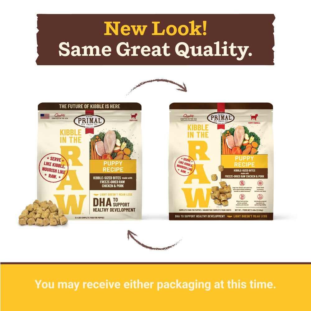Primal Pet Foods croquetas en crudo servicio fácil: comida completa.