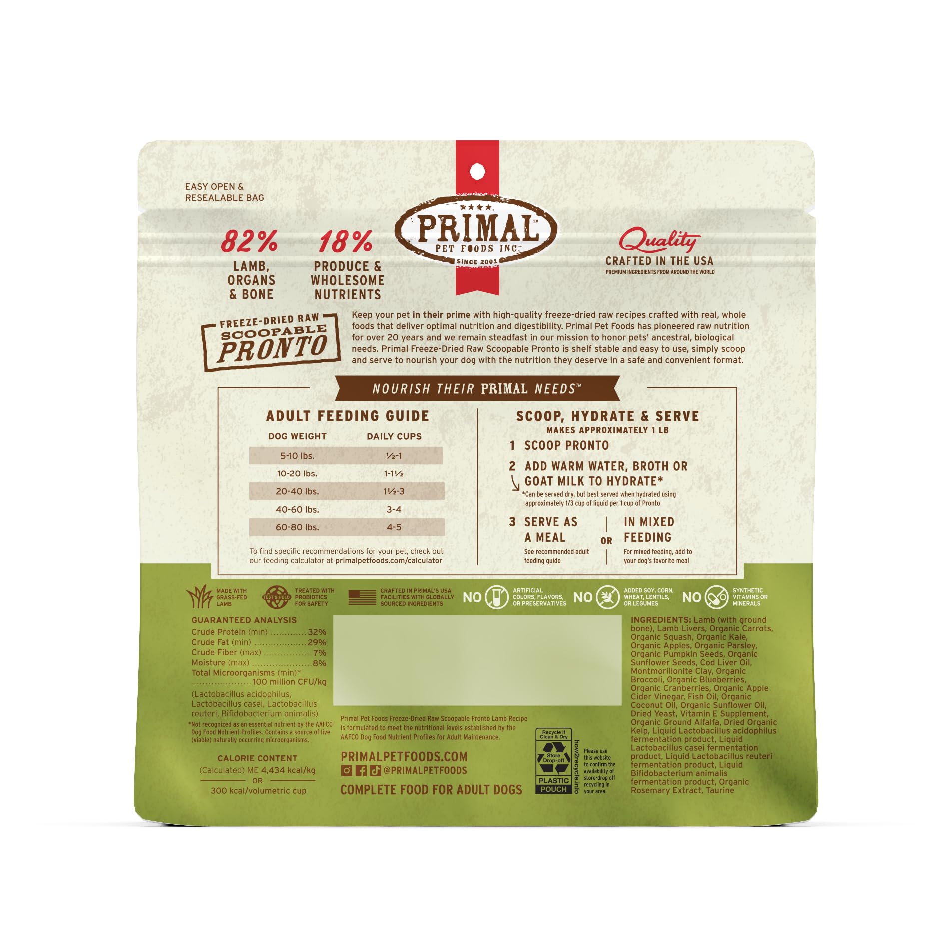 Primal Pronto Mini Nuggets de cordero: alto contenido proteico para perros activos