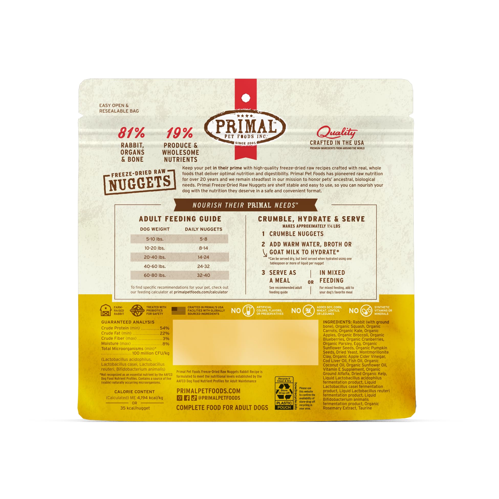 Primal Pet Foods hecho en EEUU para control de calidad.