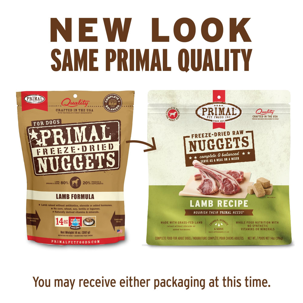 Primal Pet Foods: nuggets-lamb-ingredientes-reales, proteína de alta calidad.