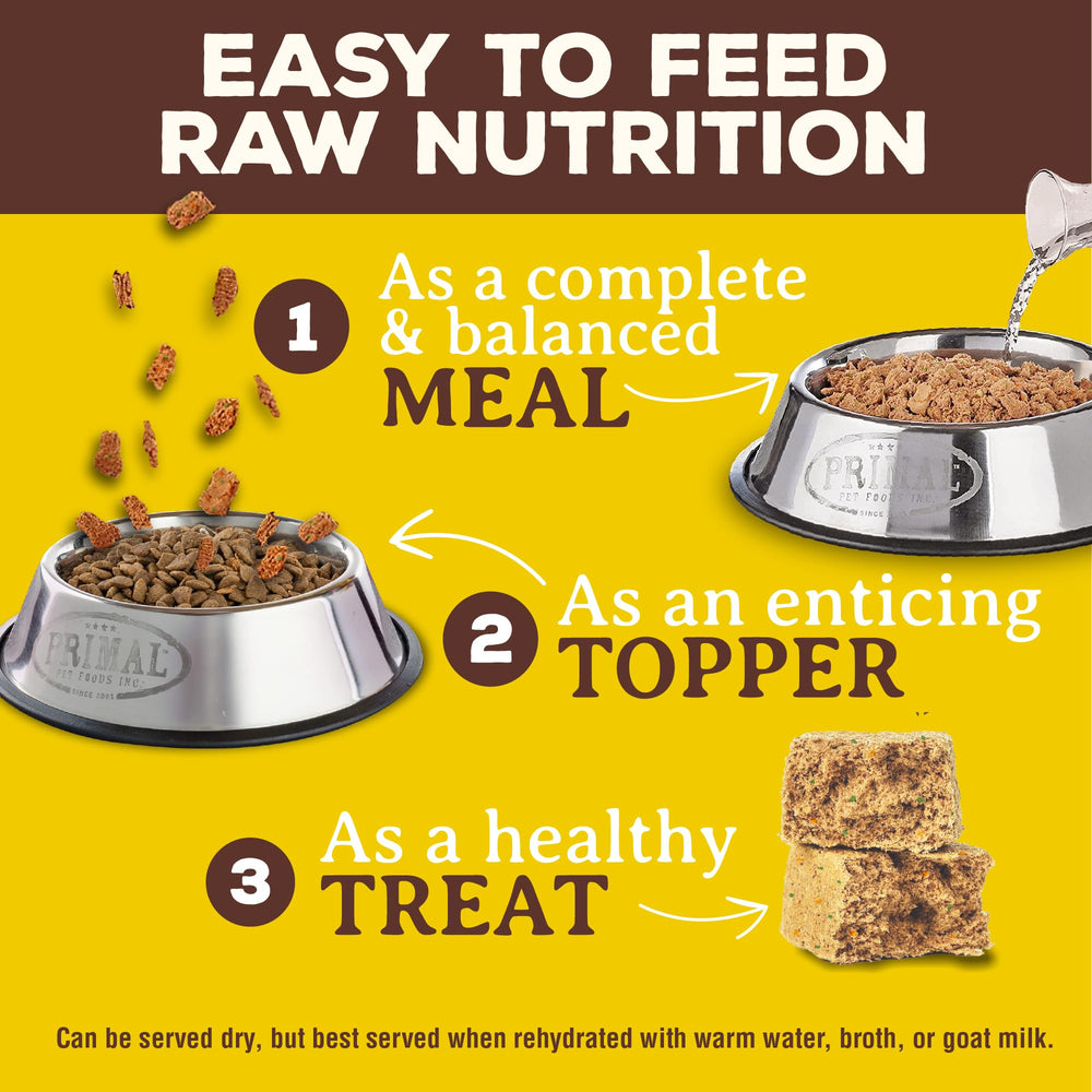 Primal Pet Foods nuggets por onza para porciones fáciles.