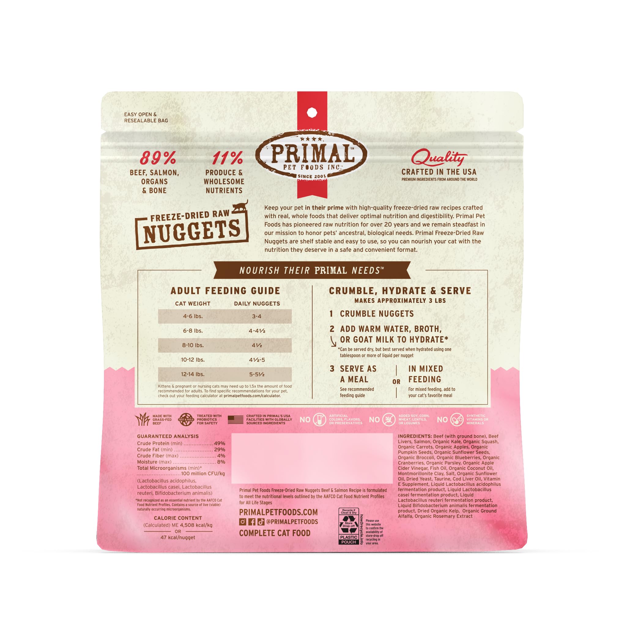 Primal Pet Foods nuggets snack saludable para recompensas conscientes.