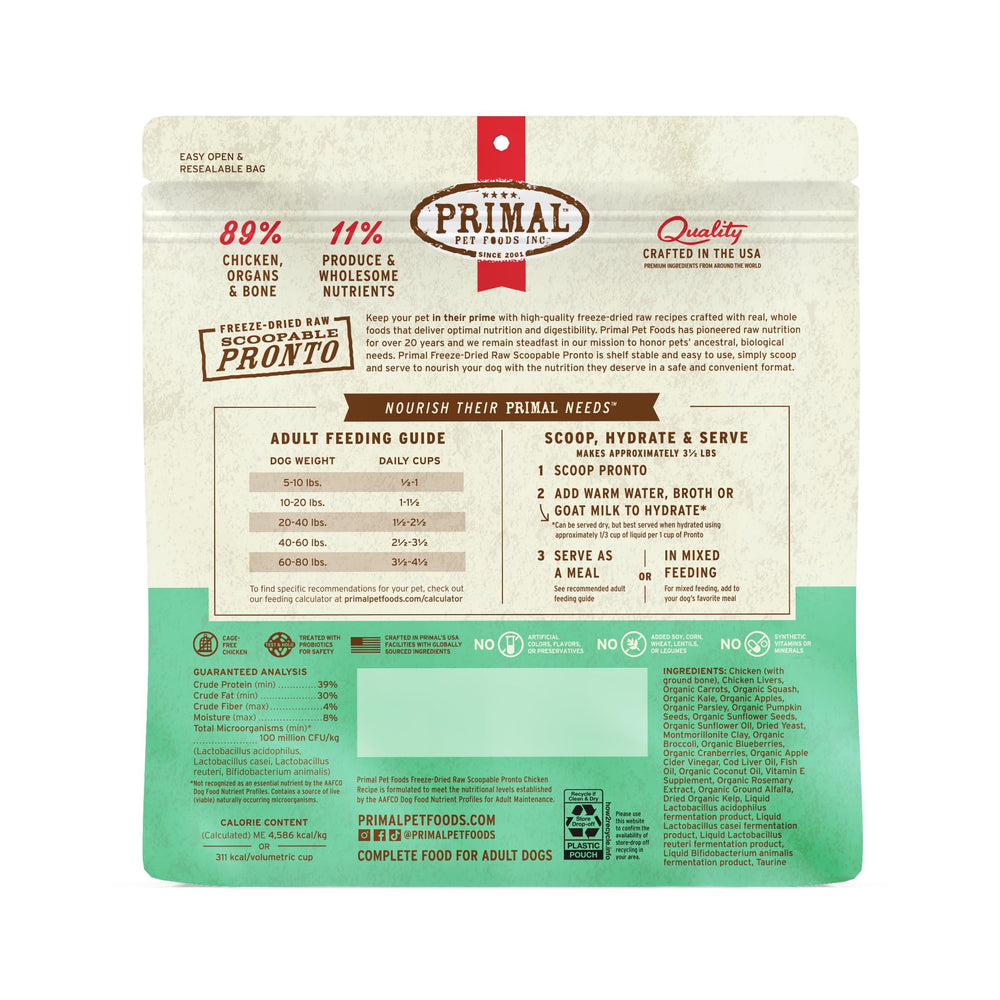 Primal Pronto Mini Nuggets aportan proteína para perros activos.
