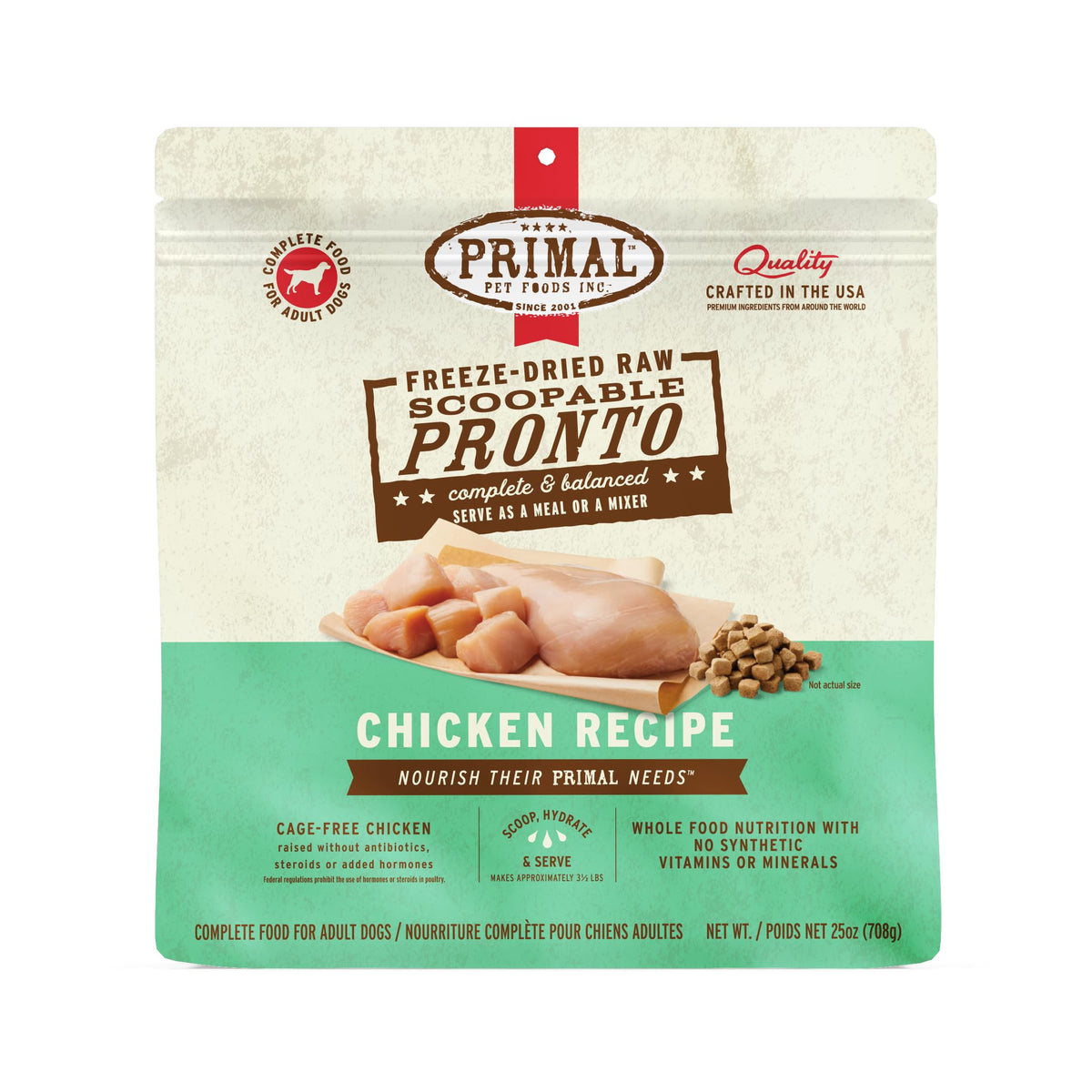 Primal Pronto Mini Nuggets de Pollo con cuchara para porciones precisas.