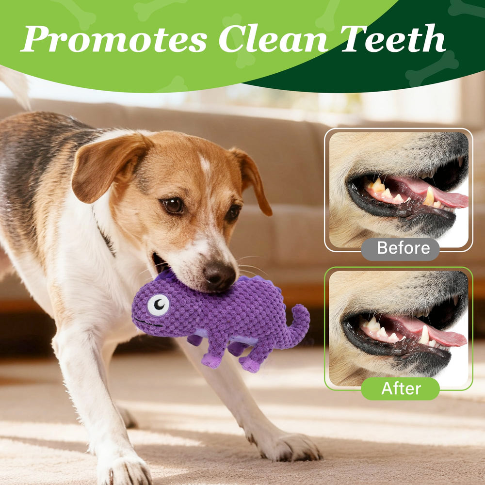 Prime Pets Juguete camaleón morado para perros: colores vibrantes