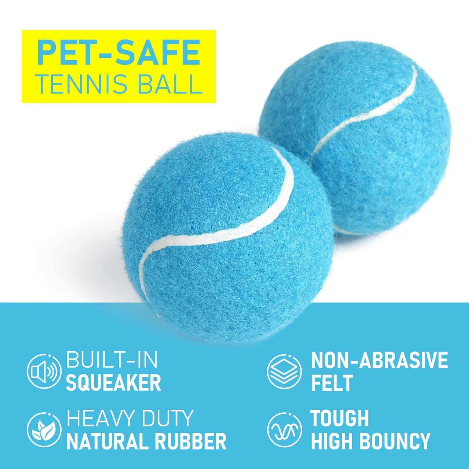 Prime Pets pelotas tenis sin chirridos, colores brillantes para rastreo y juego.