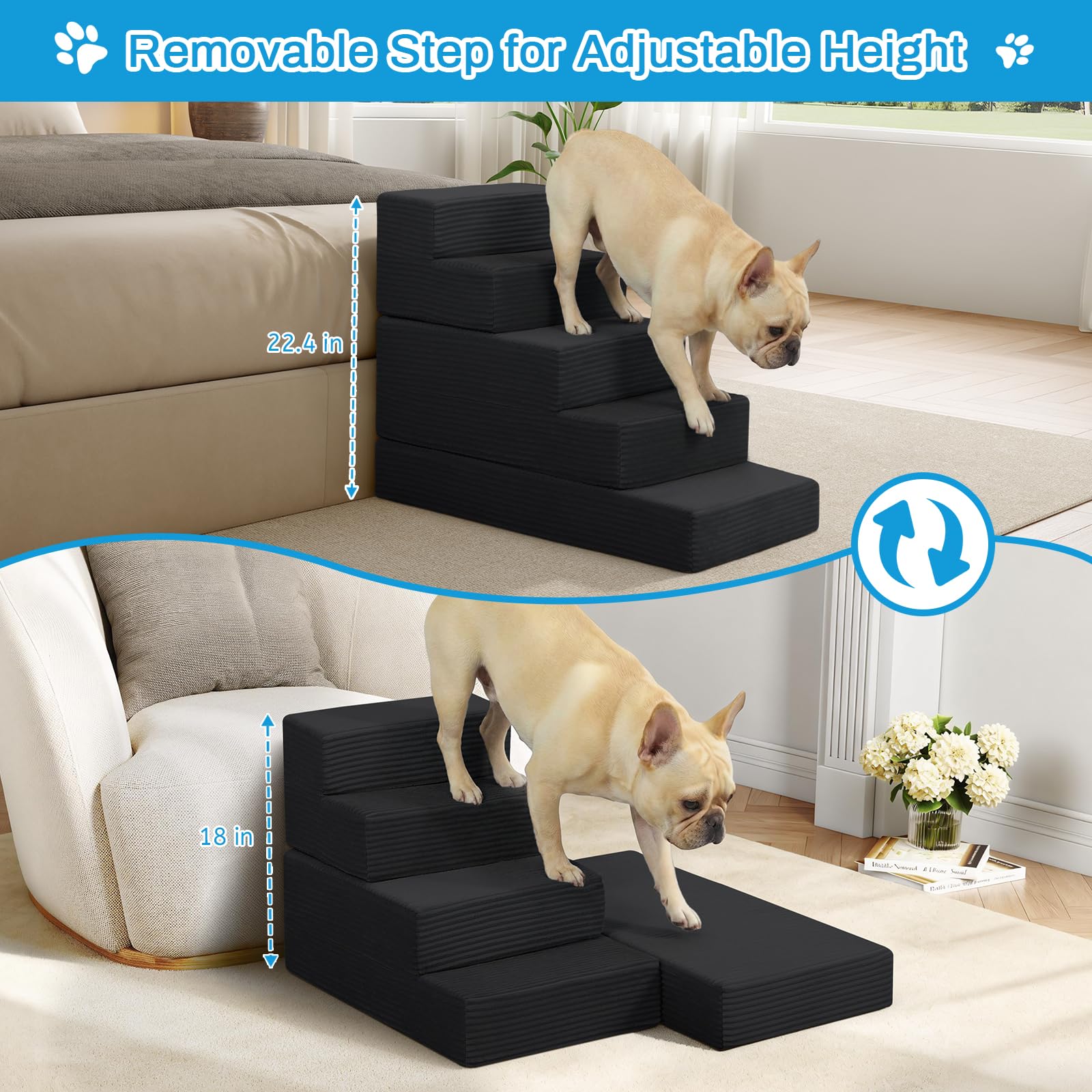 PRIMEPATIO escaleras para perros, subida a sofá, facilita acceso cómodo.