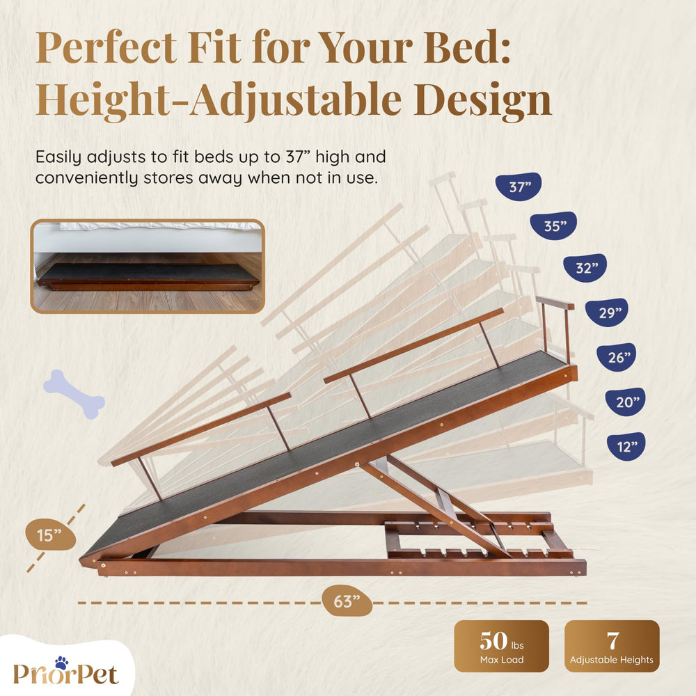 Priorpet rampa para cama de perro con superficie antideslizante para mayor seguridad.