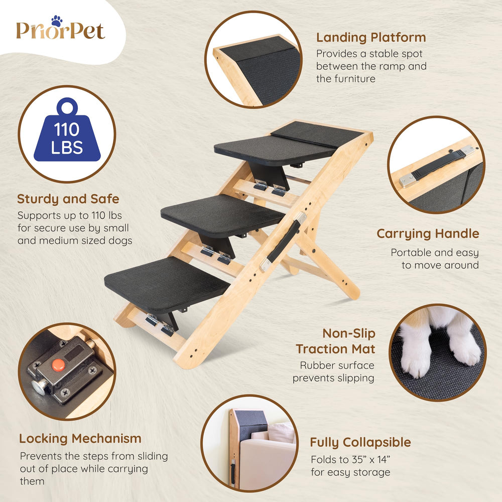 Priorpet rampa con altura ajustable de 7 a 20 pulgadas para muebles.