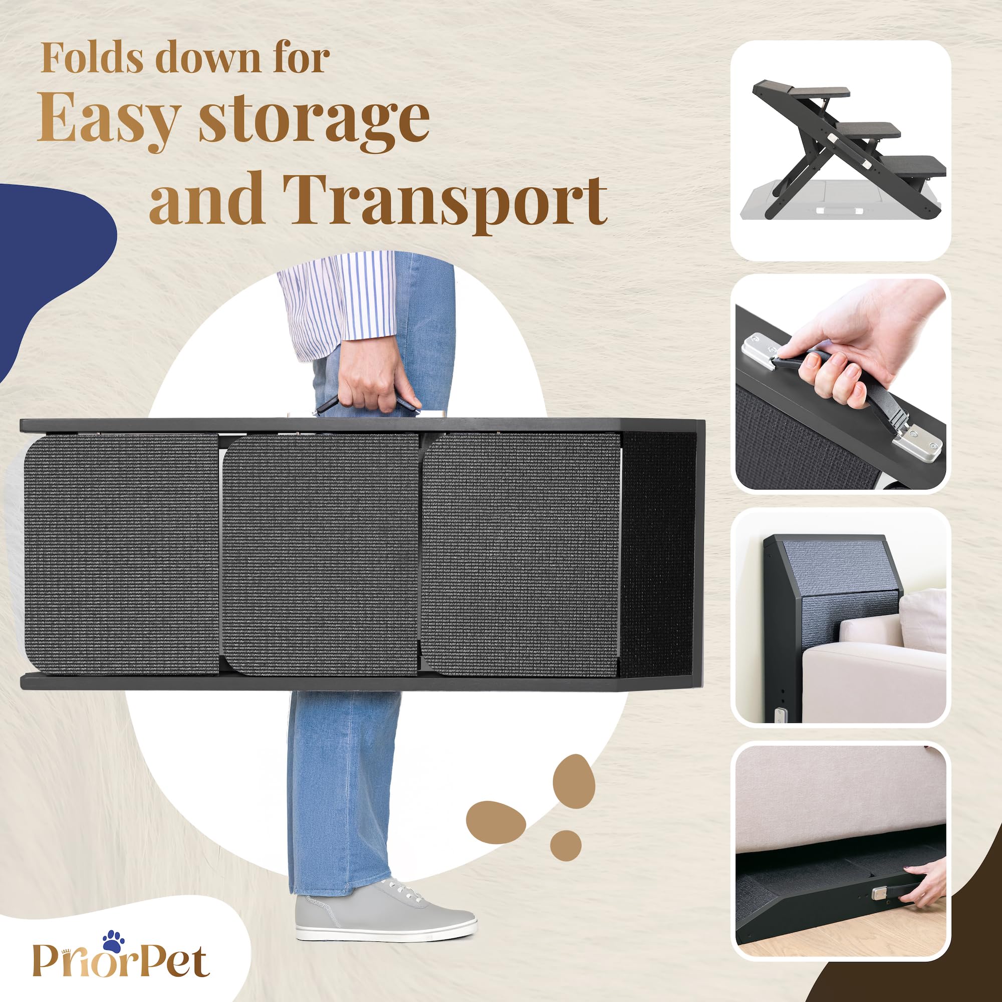 PriorPet rampa 2 en 1 con altura ajustable de 7 a 20 pulgadas