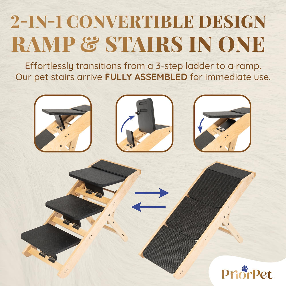 Priorpet rampa 2 en 1 para perros, fácil de usar como escaleras o rampa.