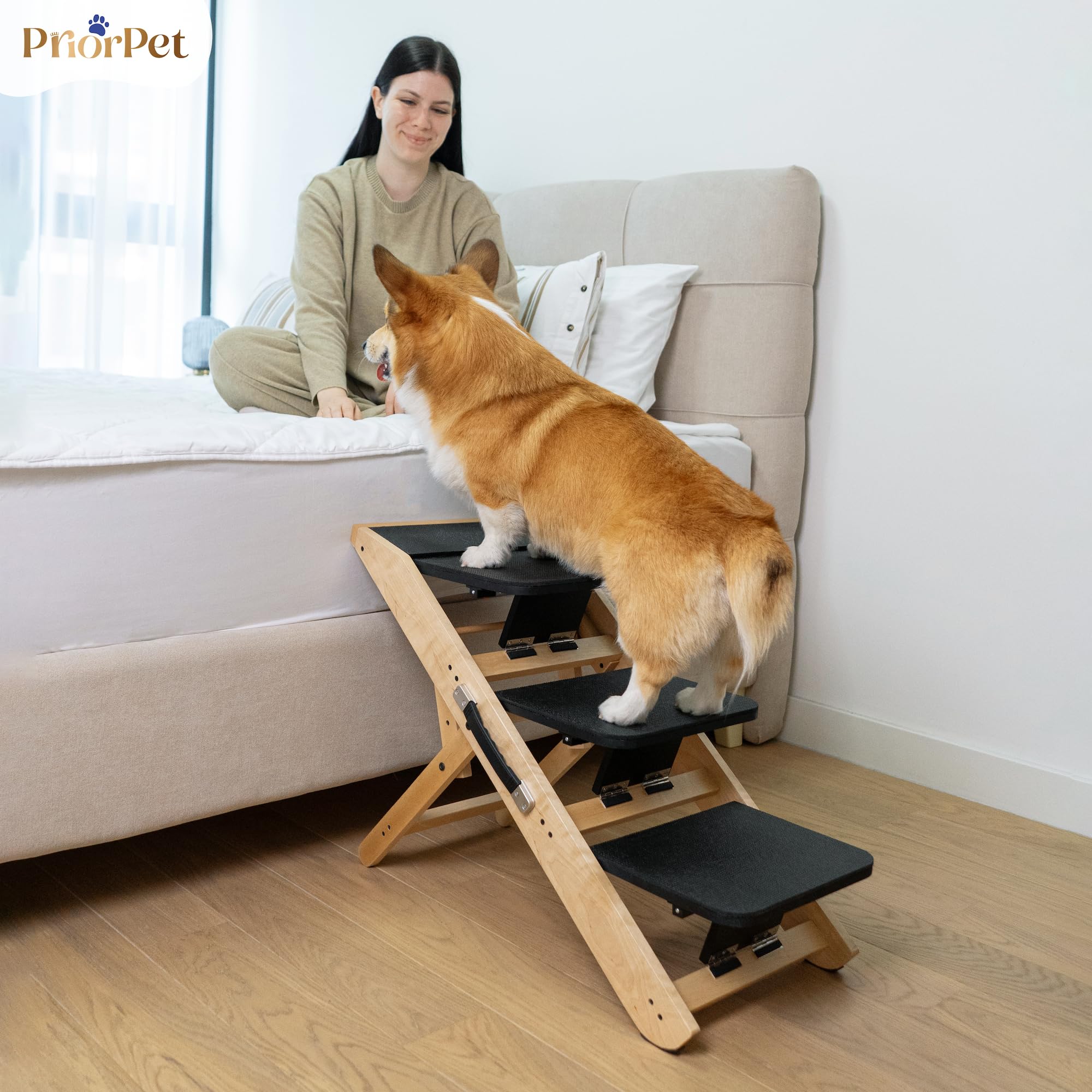 Priorpet escalones para cama facilitan el acceso de perros pequeños.