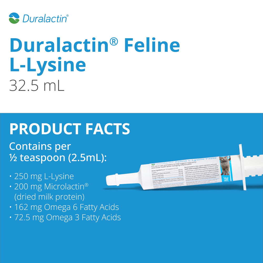 Jeringa de dosificación de Duralactin para felinos, dosis precisa.