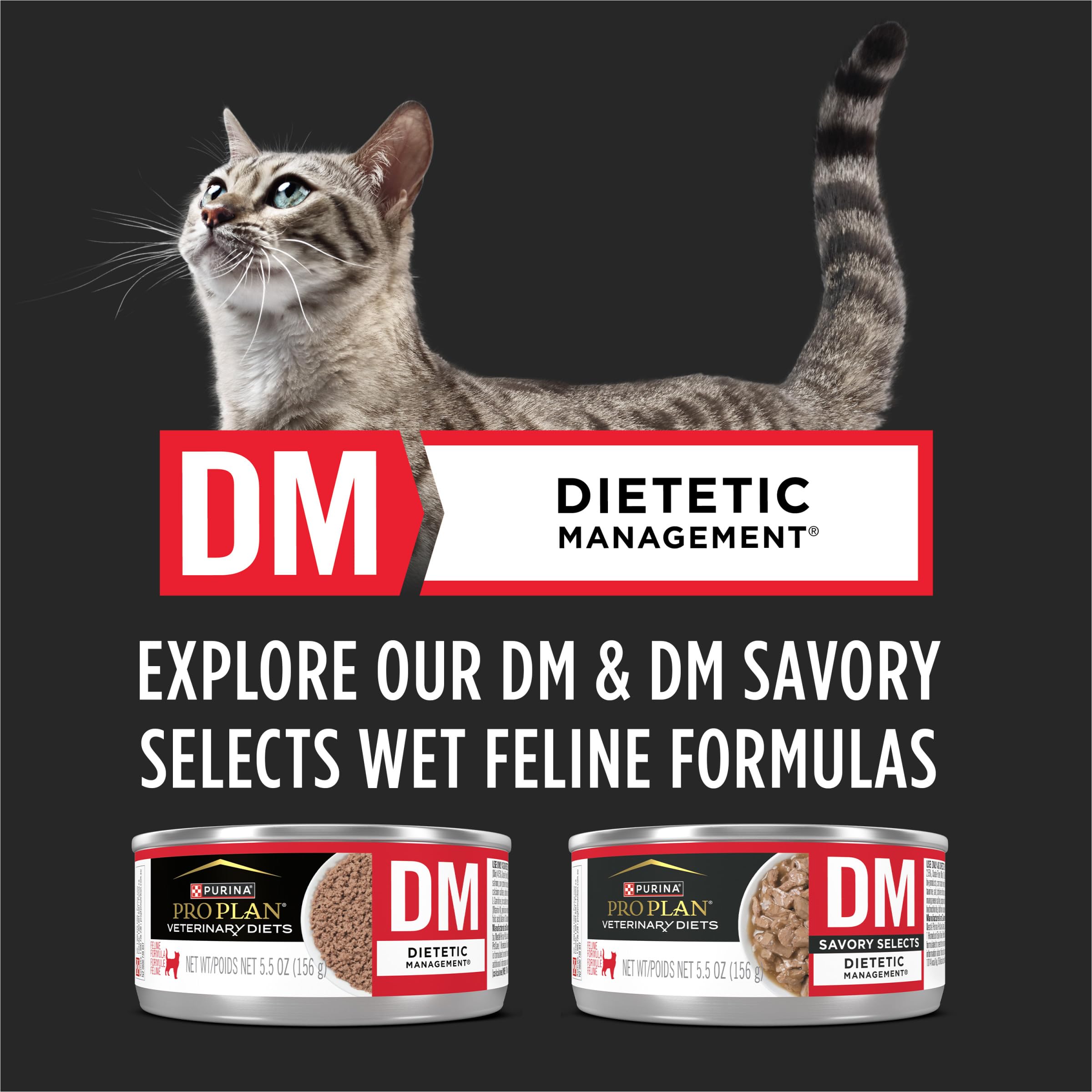Etiqueta de Purina Pro Plan DM Dietetic Management, información nutricional visible.