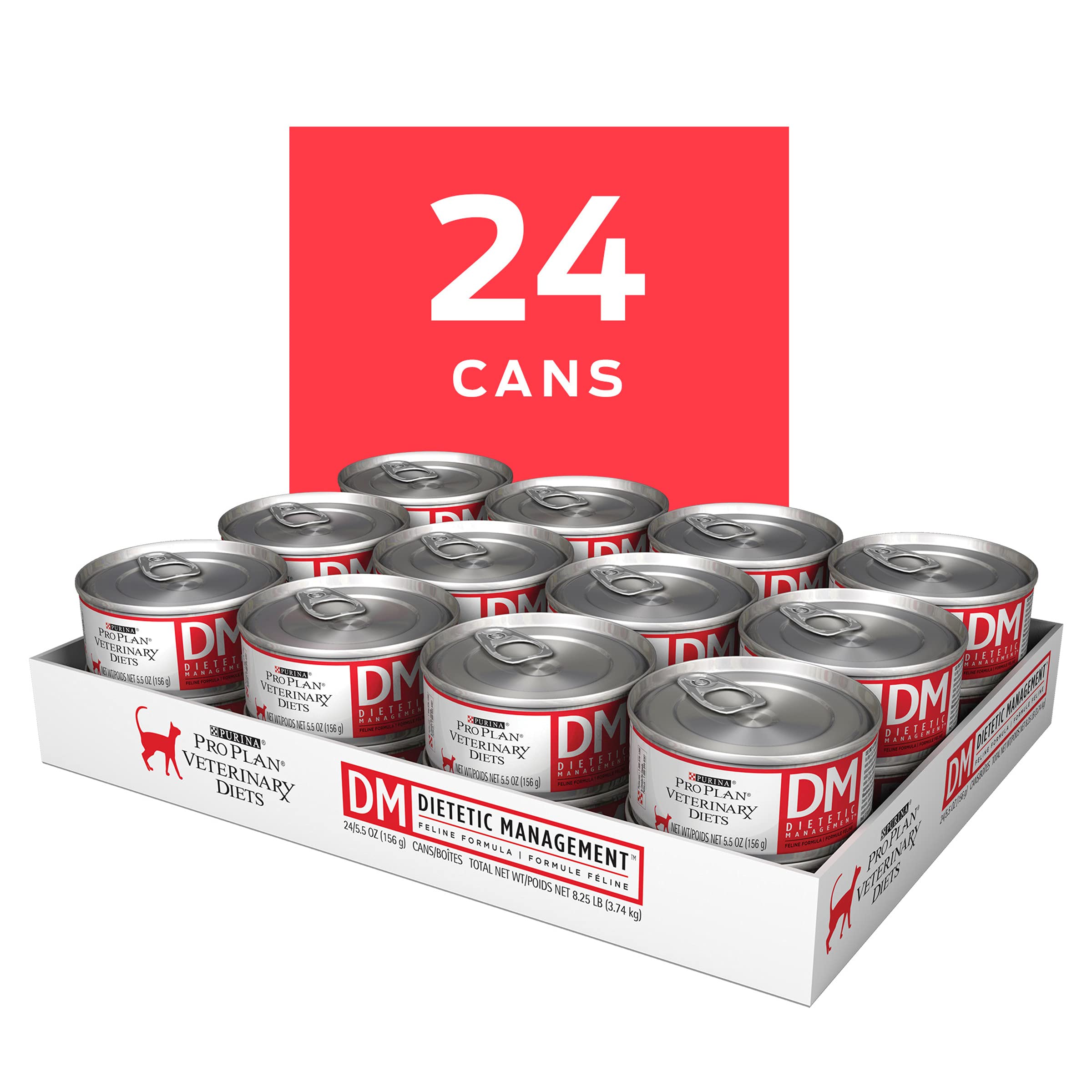 Pro Plan Veterinary Diets DM, lata 5,5 oz, paquete de 24, promueve entorno urinario desfavorable a cristales.