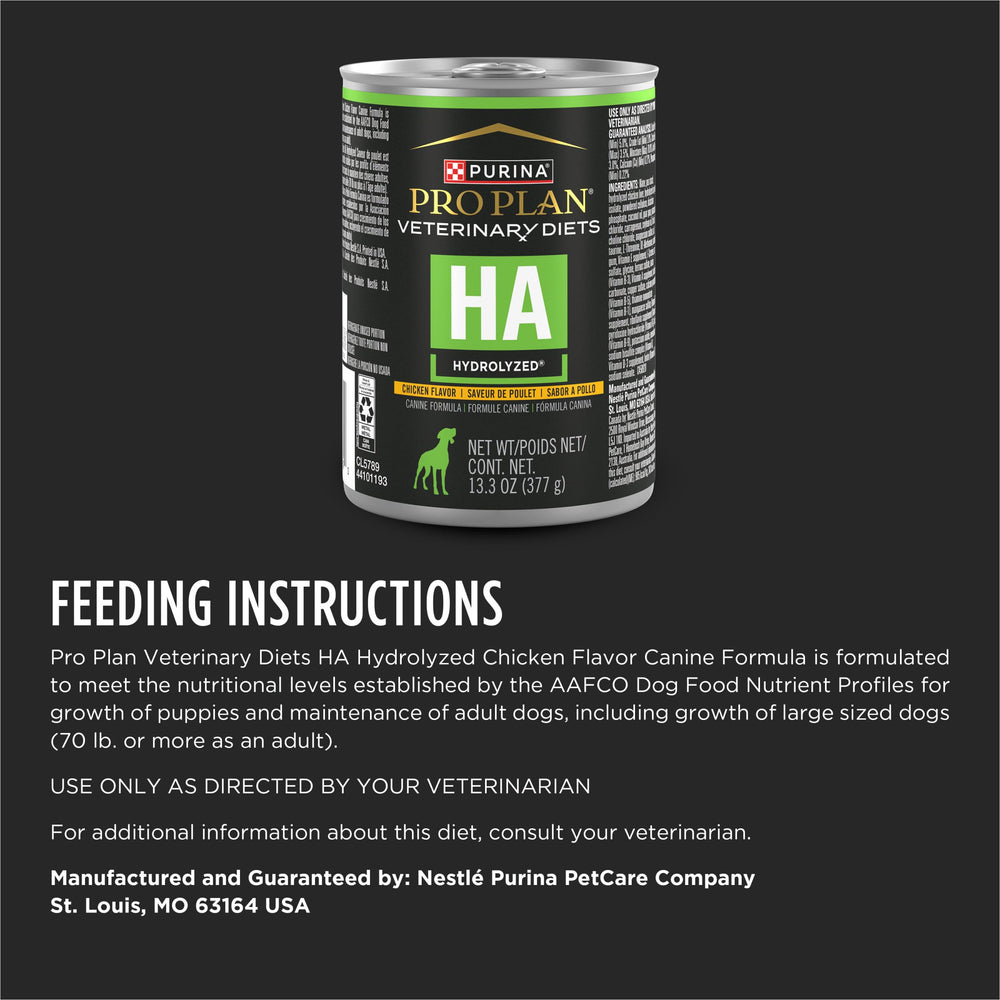 Purina Pro Plan HA hidrolizado pollo, envase práctico para alimentación diaria.