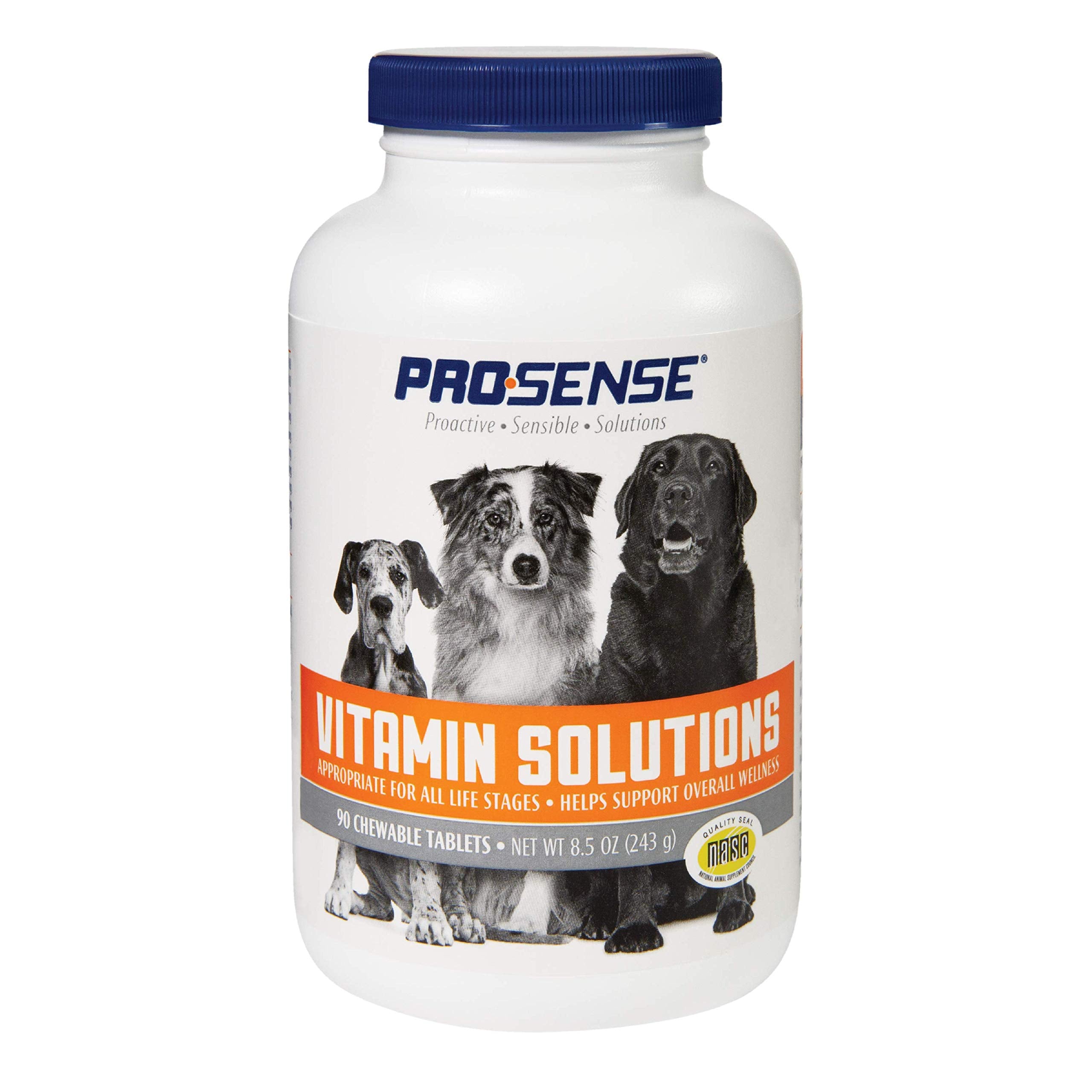 ProSense Soluciones vitamínicas para uso diario en perros, dosis según tamaño.