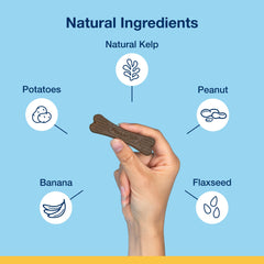 ProDen PlaqueOff Mini: huesos dentales sabor plátano y cacahuete para perros pequeños.