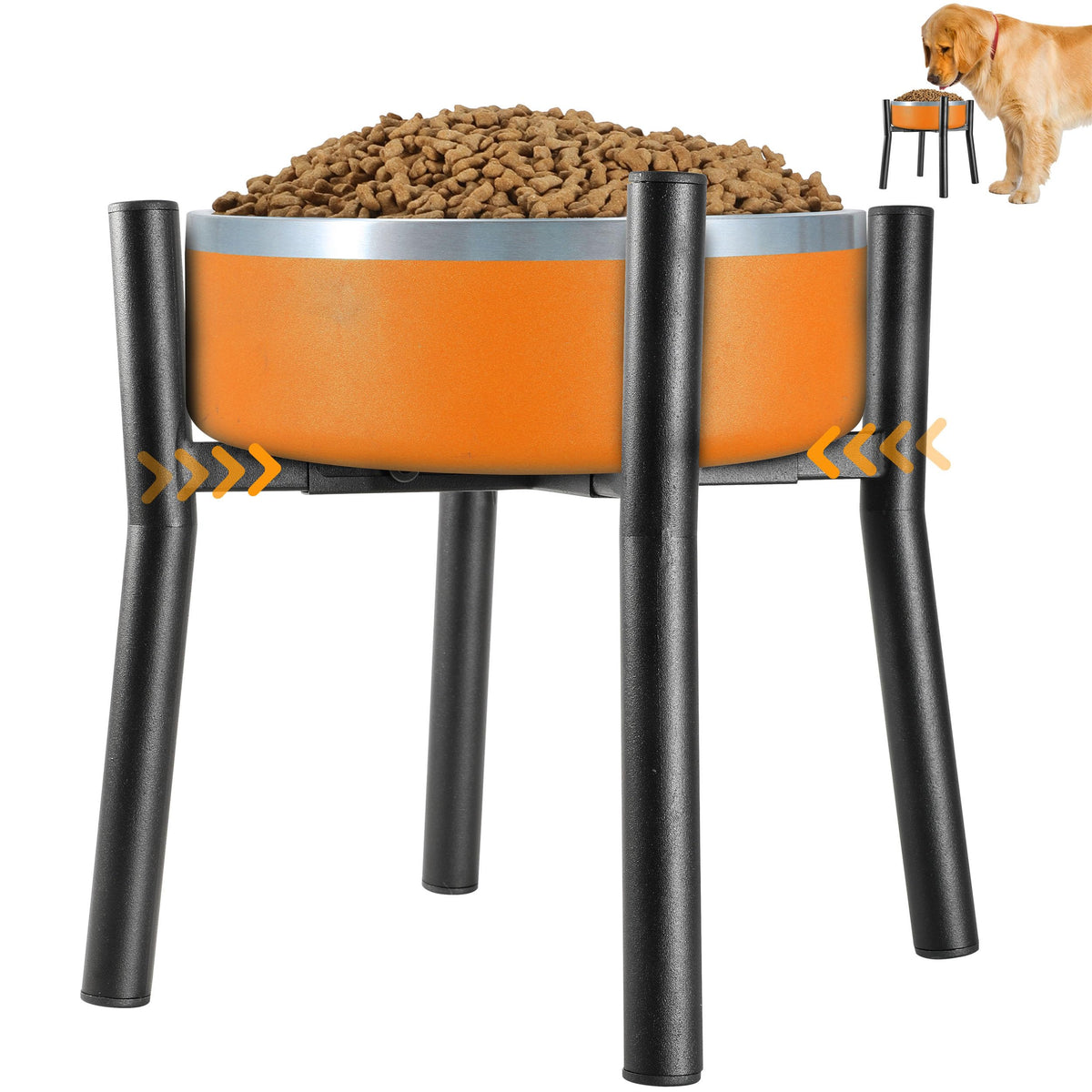 PROERR soporte-tazones-perro-elevado muestra ajuste 7-11pulgadas para comidas cómodas.